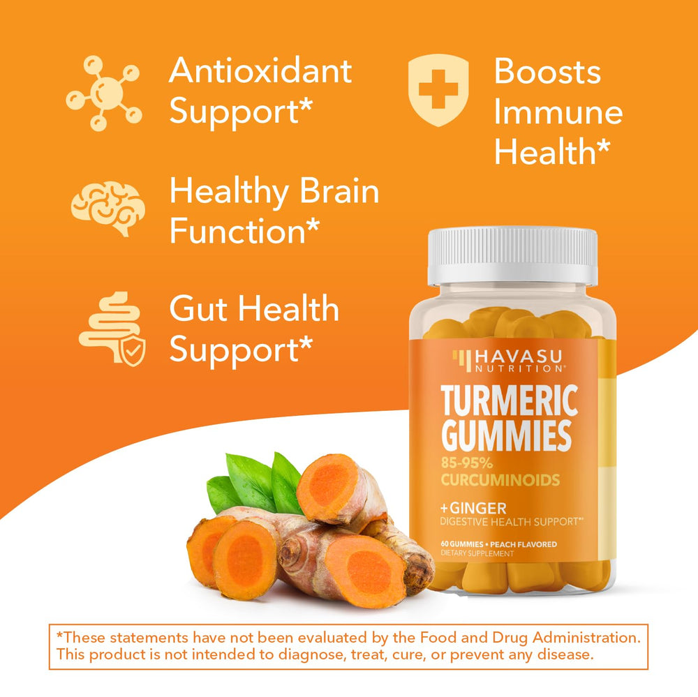 Vegan, non-GMO turmeric-ginger gummies package on white background