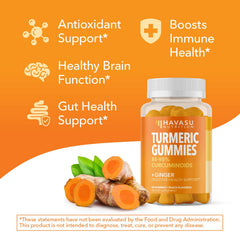 Vegan, non-GMO turmeric-ginger gummies package on white background