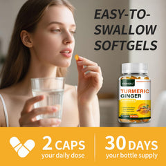 Gummy close-up showing turmeric 500 mg, ginger 50 mg, black pepper 10 mg ingredients