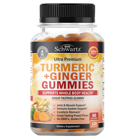 Bottle of Turmeric Curcumin with Ginger Gummies - Peach Flavor