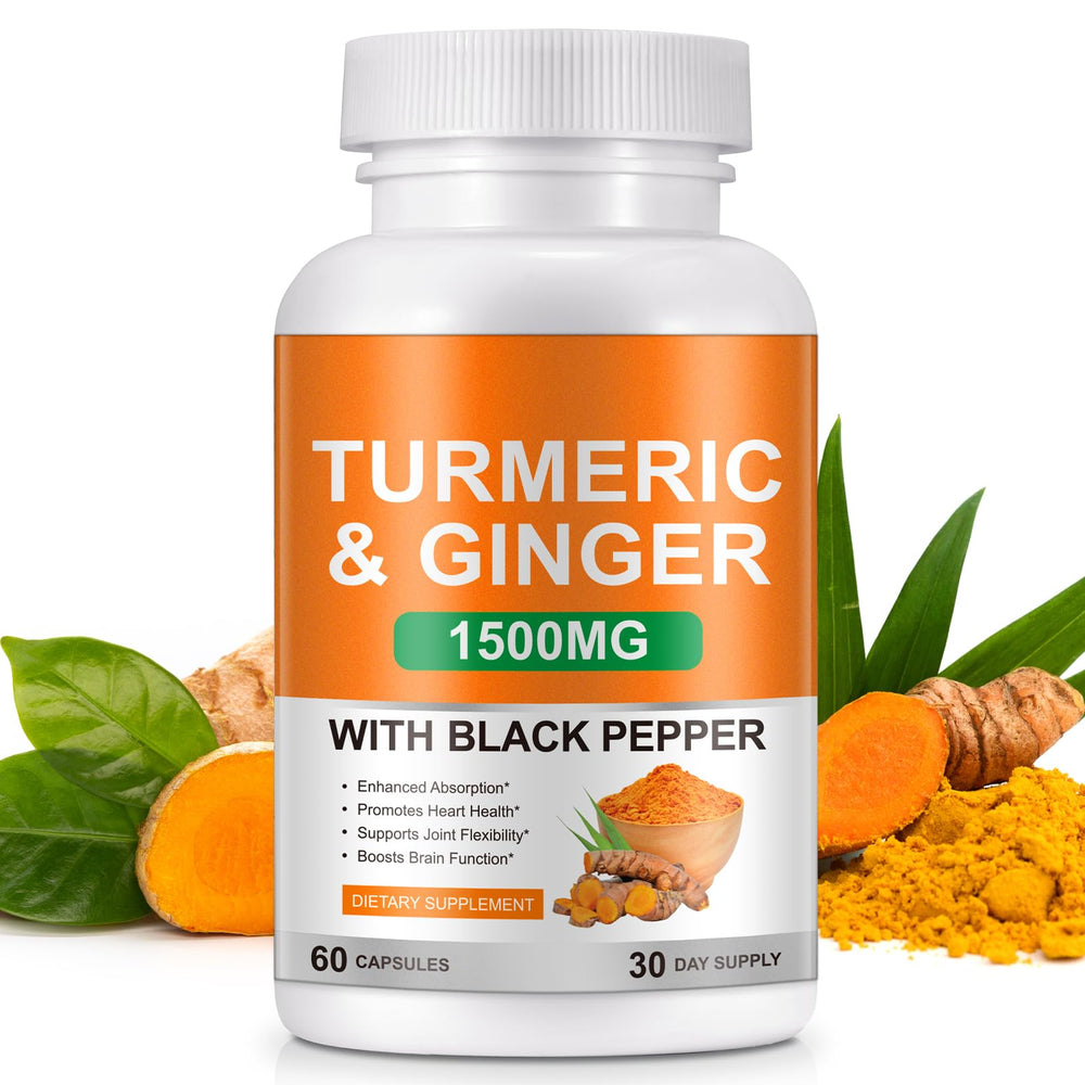 Turmeric and Ginger Supplement 1500mg bottle with BioPerine