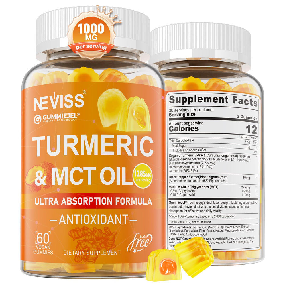 Front view of Turmeric Gummies bottle with mango flavor