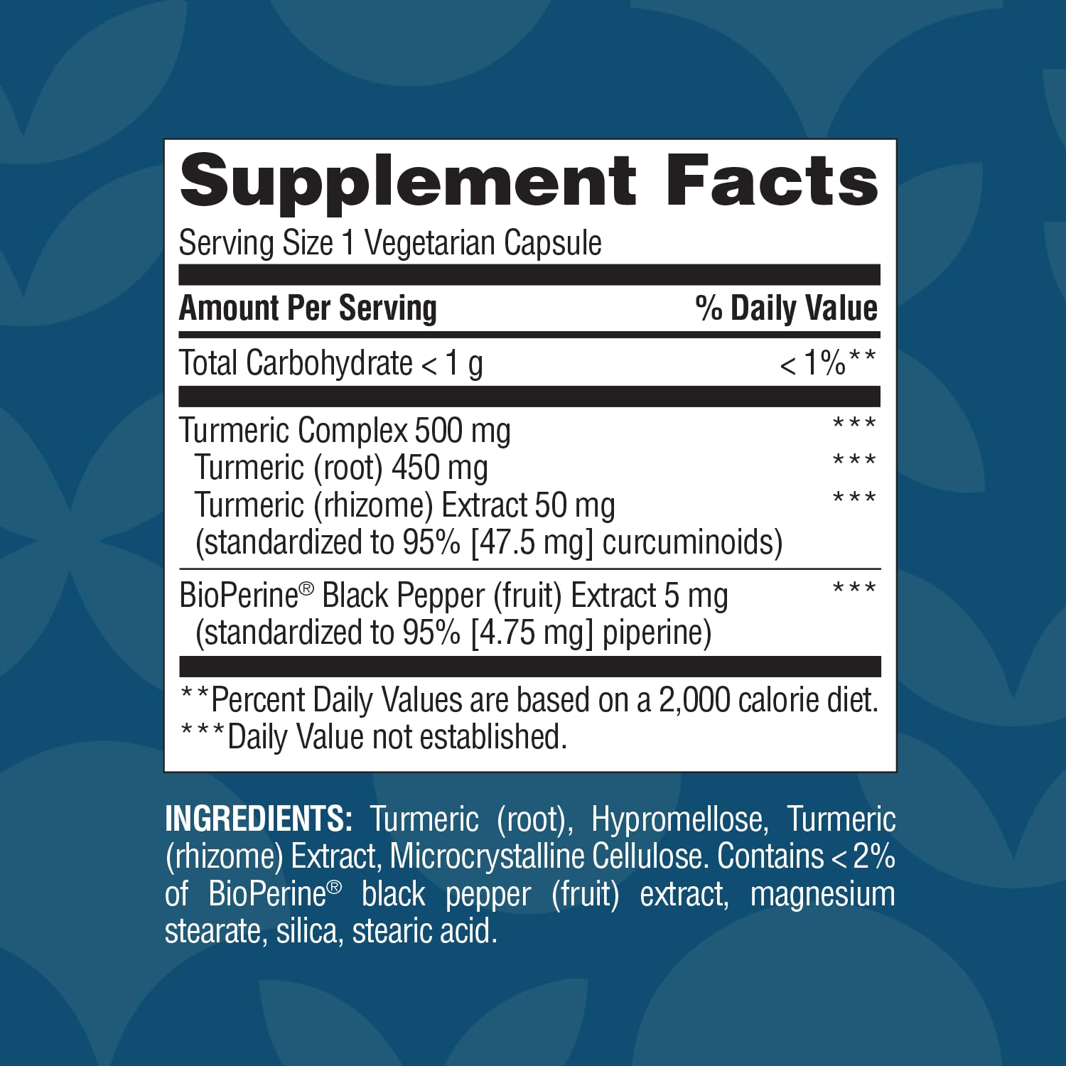 Turmeric 500mg Bioperine capsules in bottle