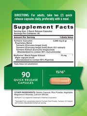 Graphic illustrating 95% standardized curcuminoids and Bioperine