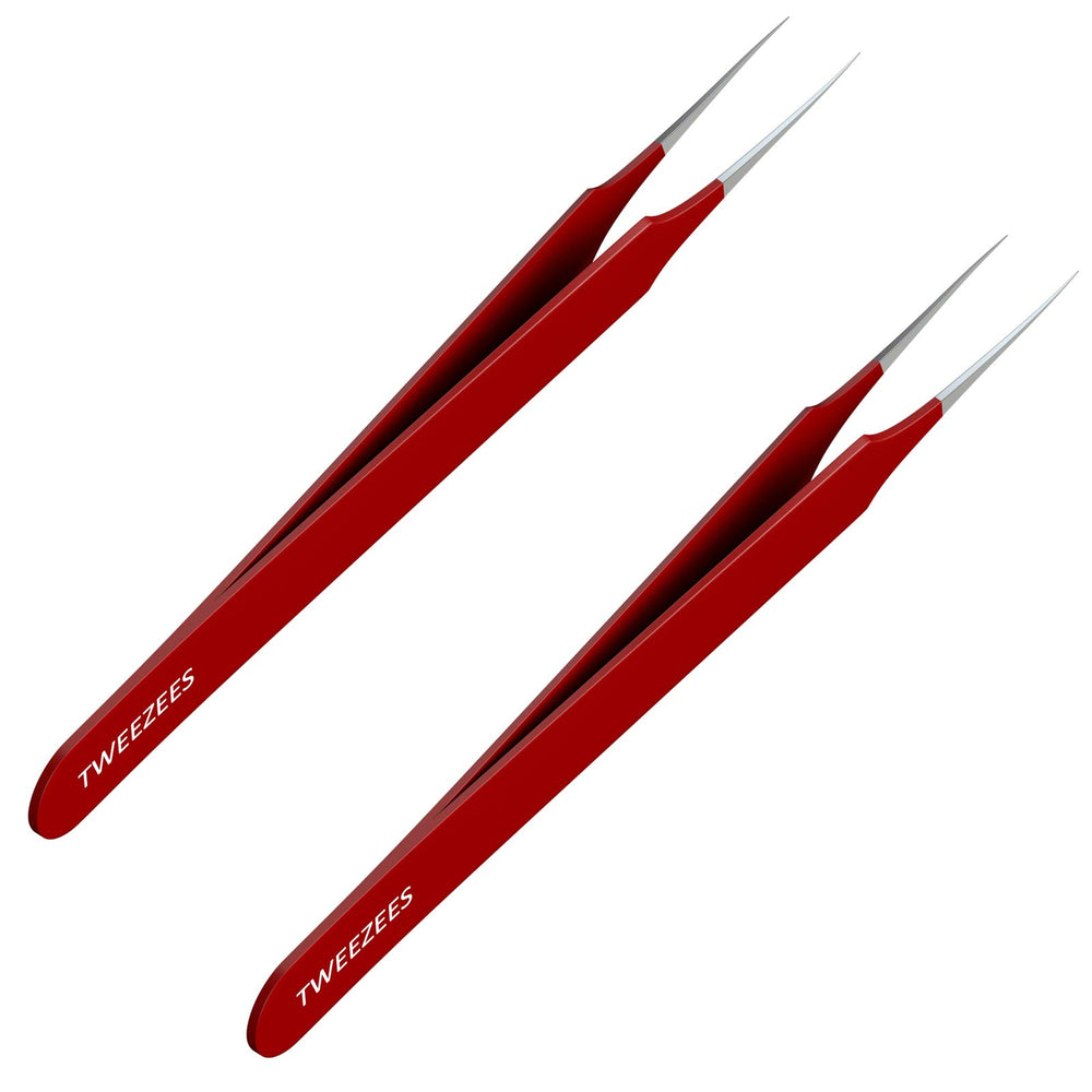 Tweezees ingrown-hair-tweezers with pointed tip red for precise removal.