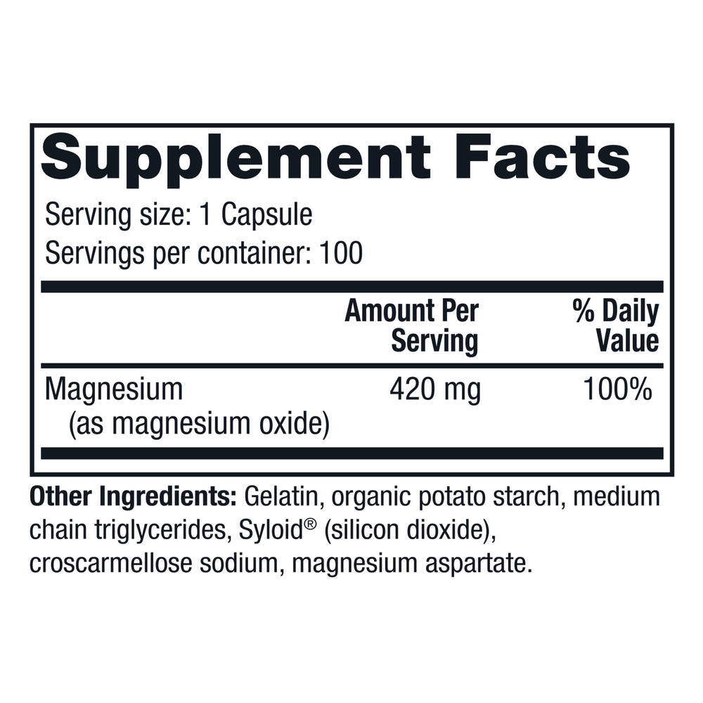 Twinlab Magnesium Caps bottle back label