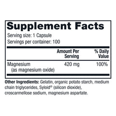 Twinlab Magnesium Caps bottle back label