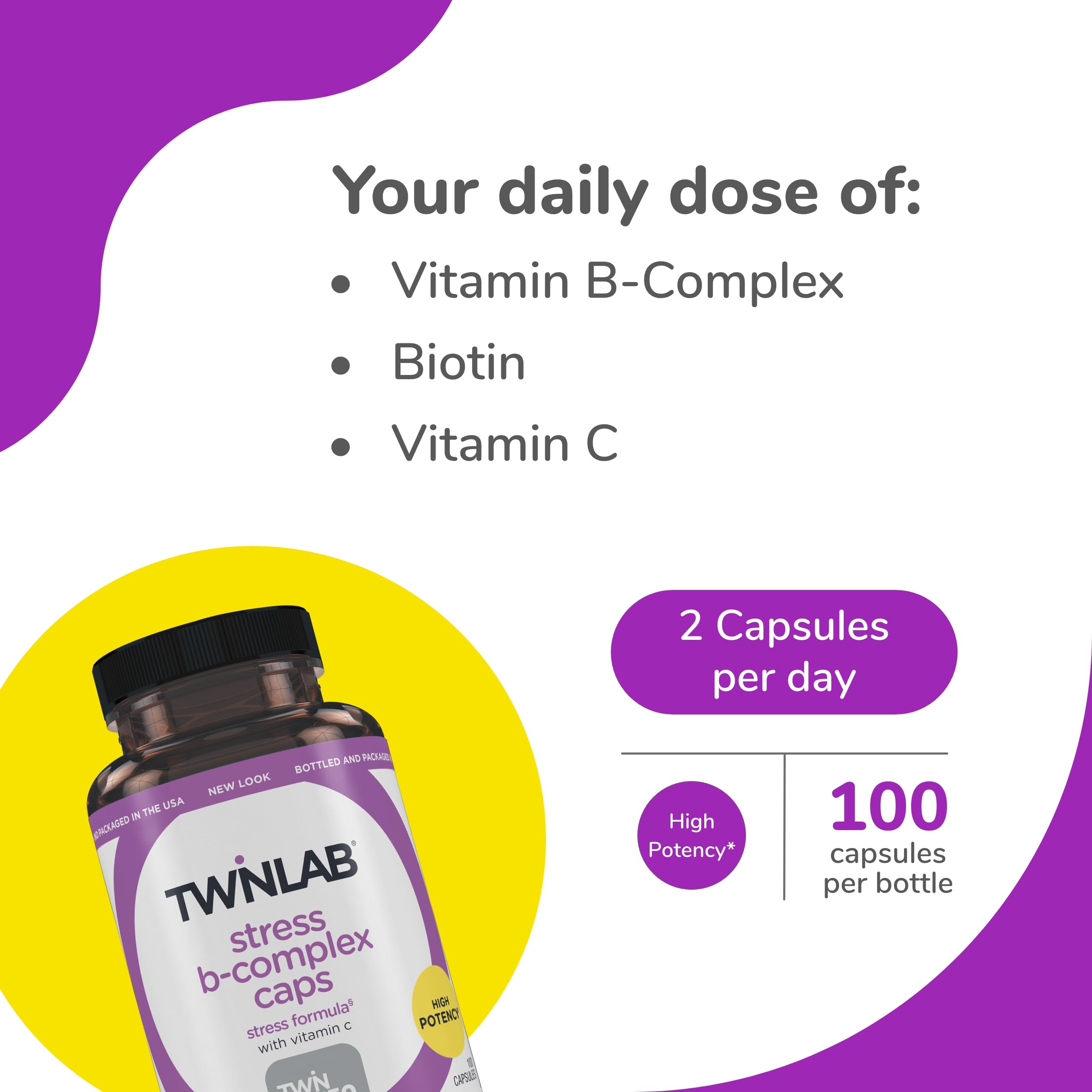 Two bottles of Twinlab Stress B-Complex Caps (pack of 2)