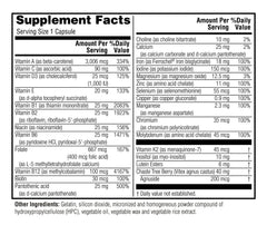 Twinlab TWL Women's Daily One bottle - back label with nutrition facts