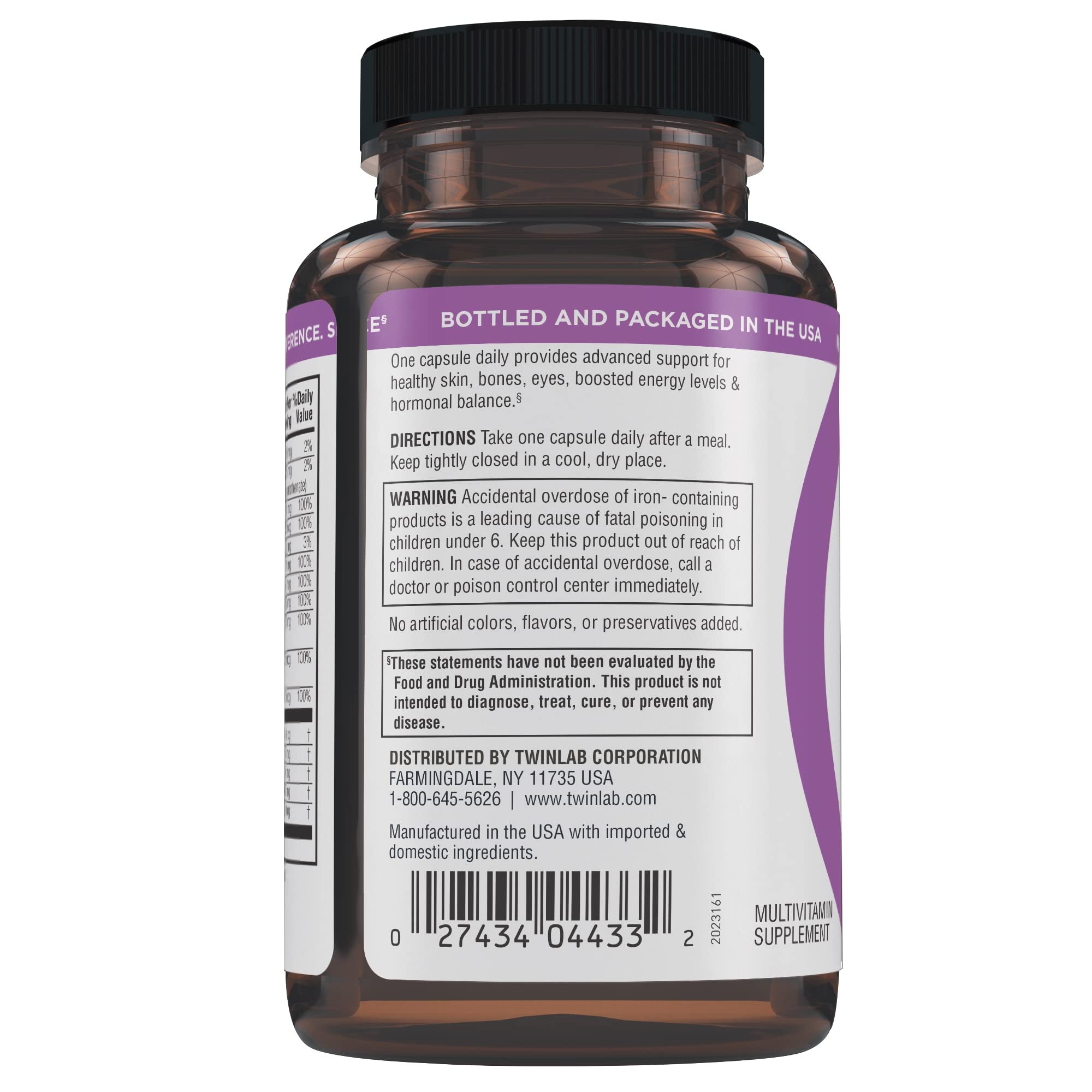 Lifestyle: woman taking daily vitamins with Twinlab TWL Women's Daily One bottle