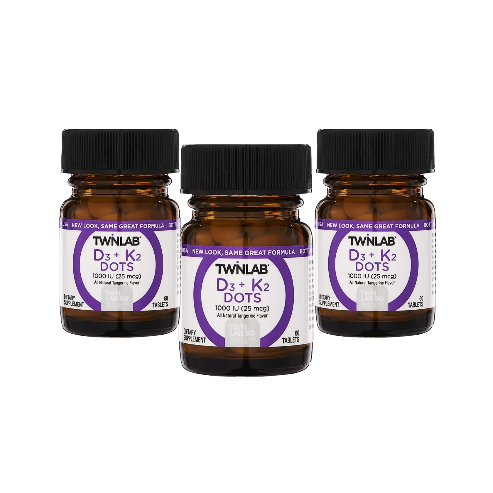 Twinlab Vit D3 1000 IU & K2 Dots 3-pack bottle front
