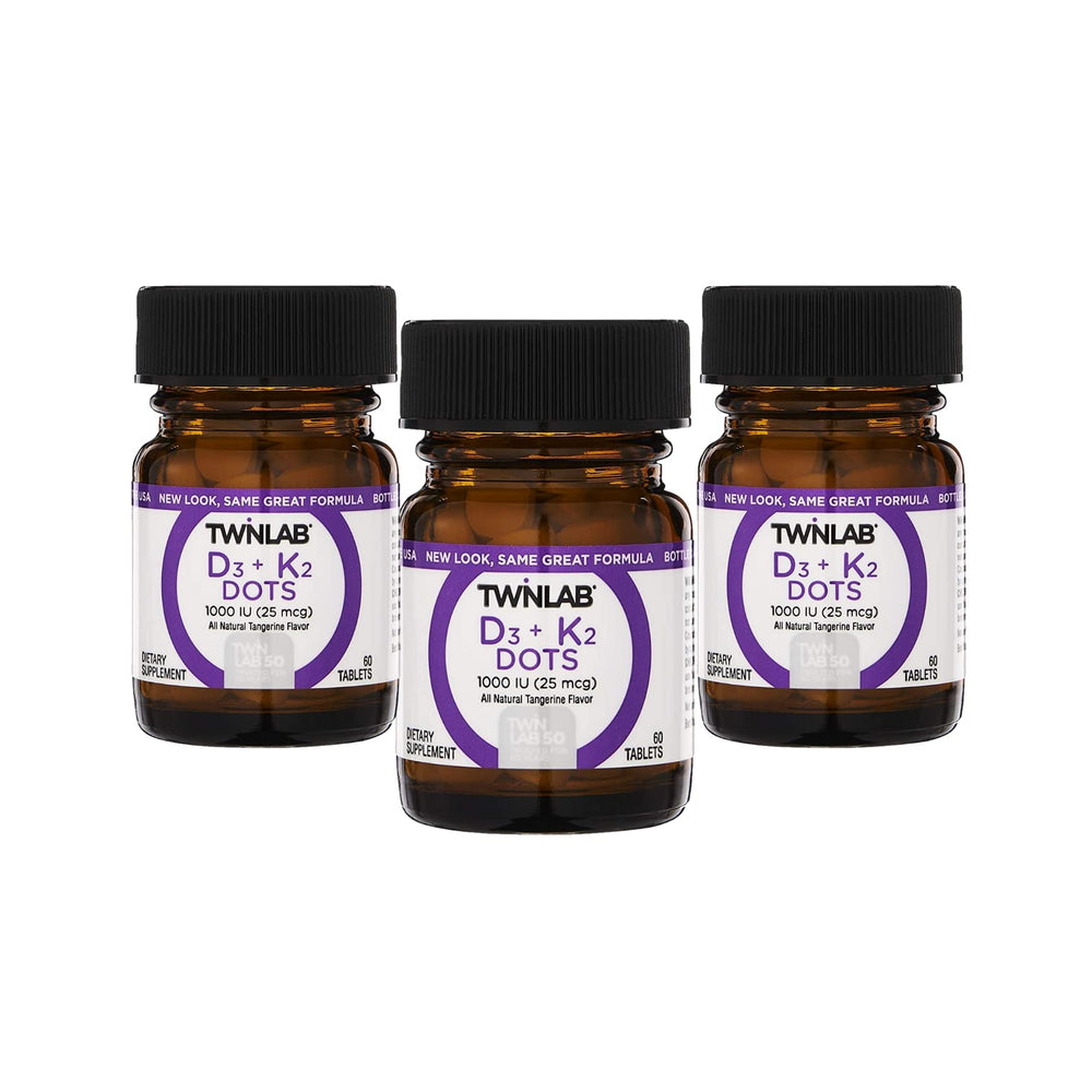 Twinlab Vit D3 1000 IU & K2 Dots 3-pack bottle front
