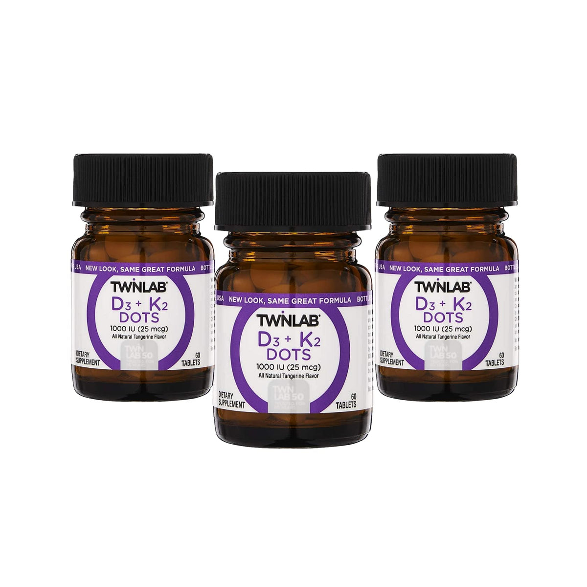 Twinlab Vit D3 1000 IU & K2 Dots 3-pack bottle front