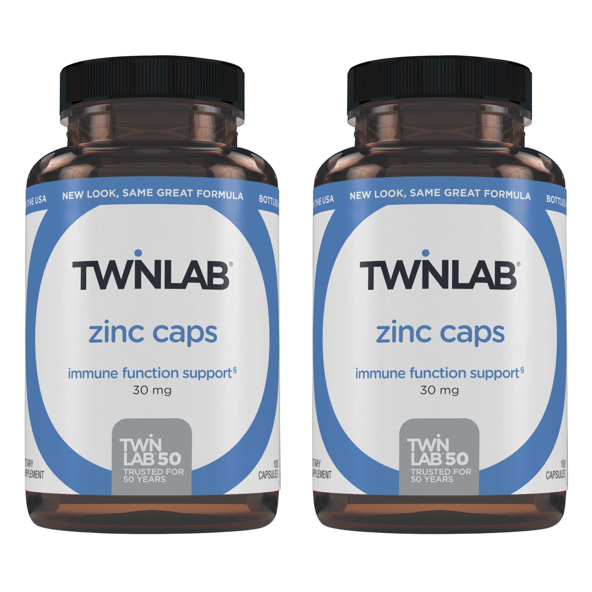 Twinlab Zinc Caps bottle front - Immune Support
