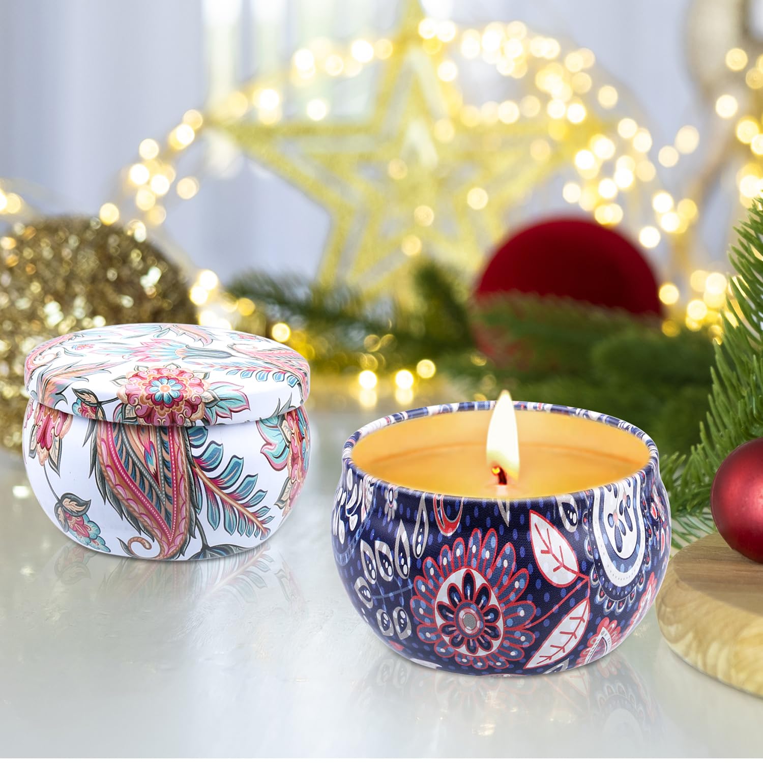 Two 2.5 oz candle jars from the set