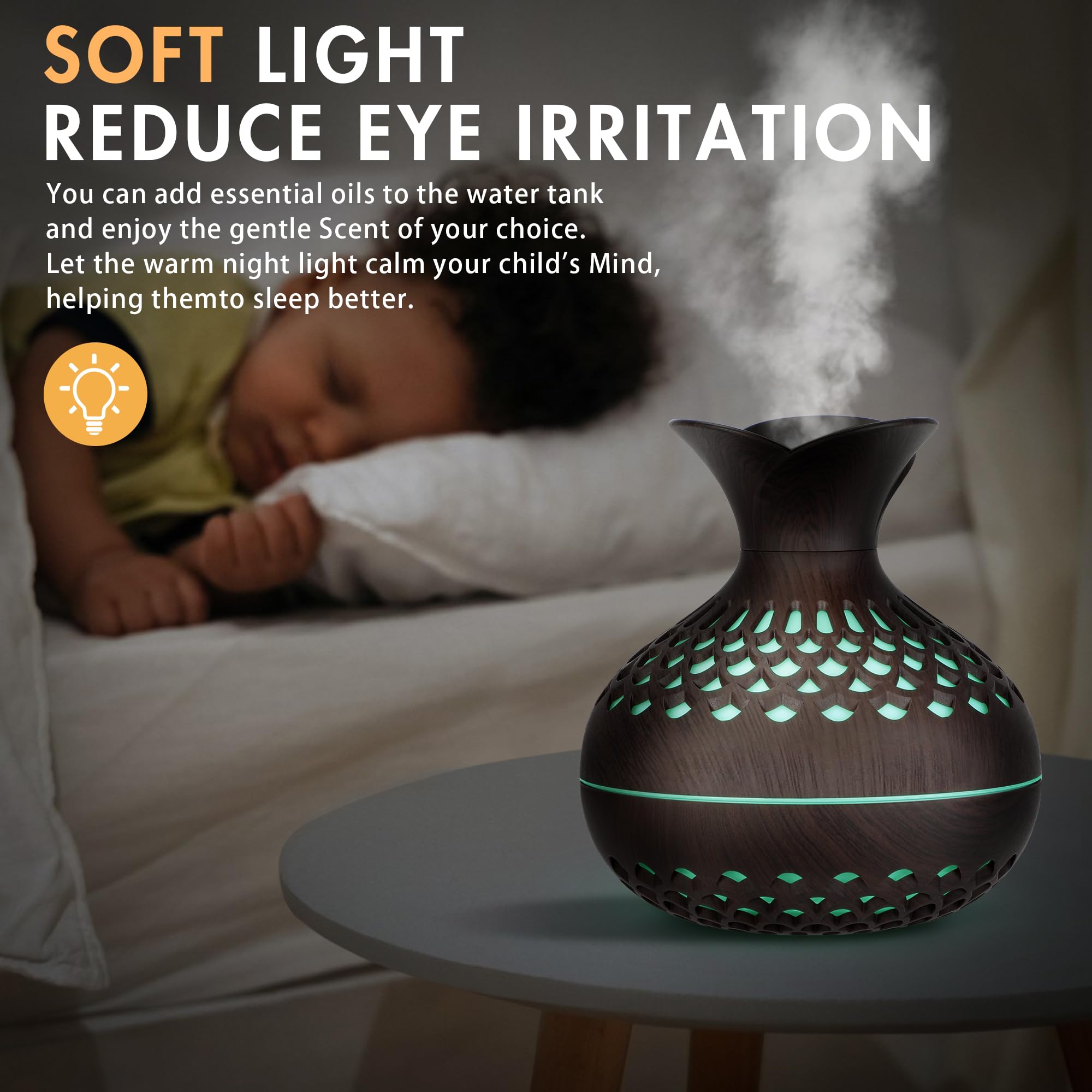 Humidifier displaying continuous and intermittent mist modes
