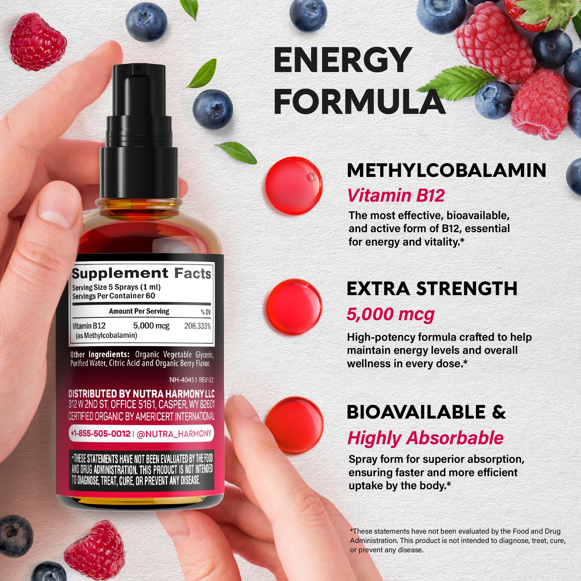 Two-month supply packaging for B12 spray