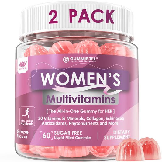 Two-pack box of women's multivitamin gummies with iron and biotin