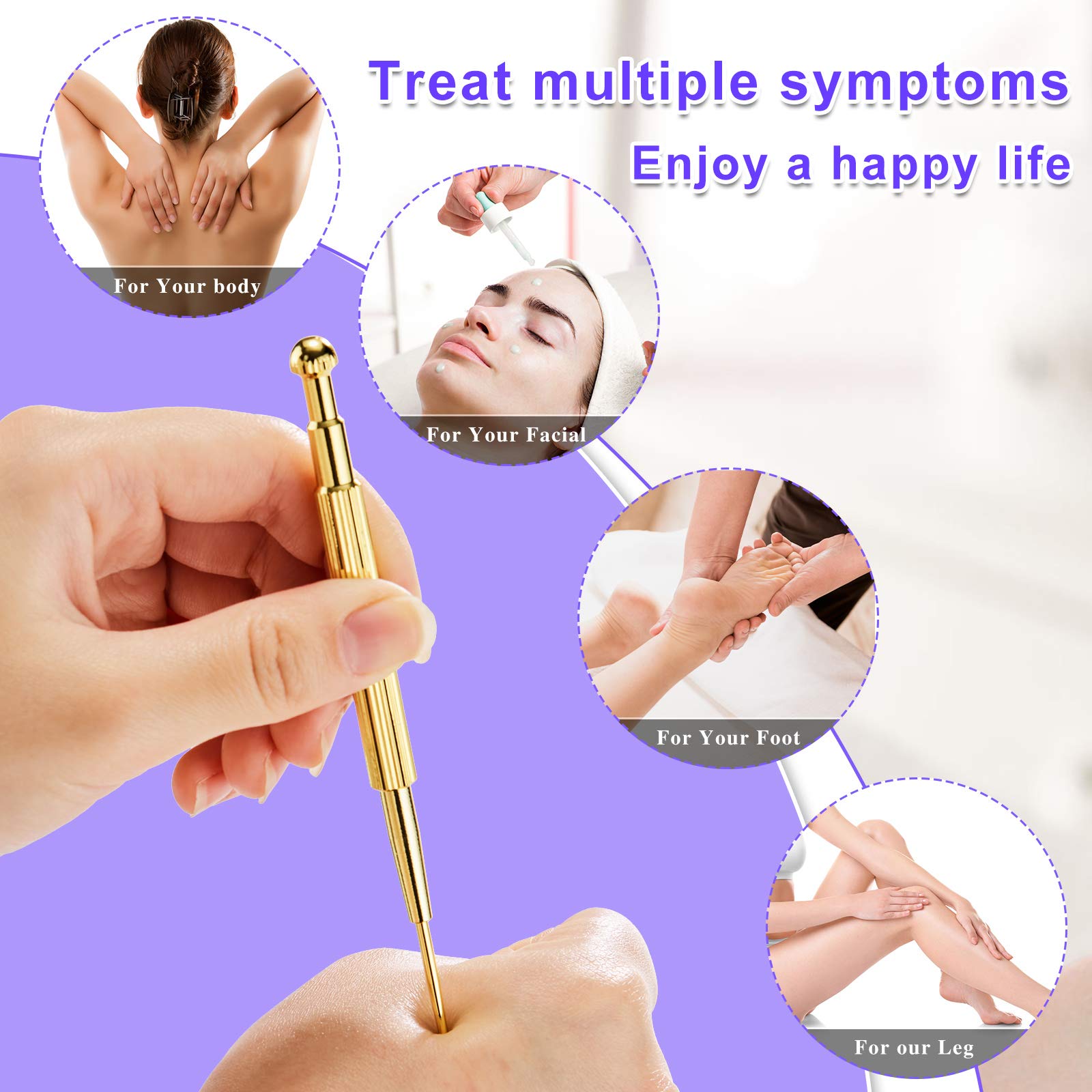 Two-piece reflexology tool set for facial and body points