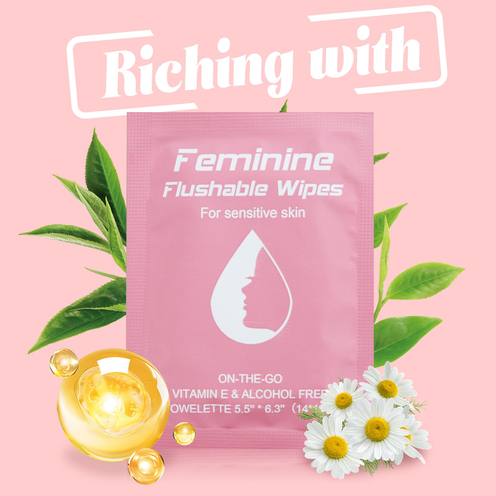 twoworld 200 feminine wipes packaging bag image highlights eco-friendly wipes.