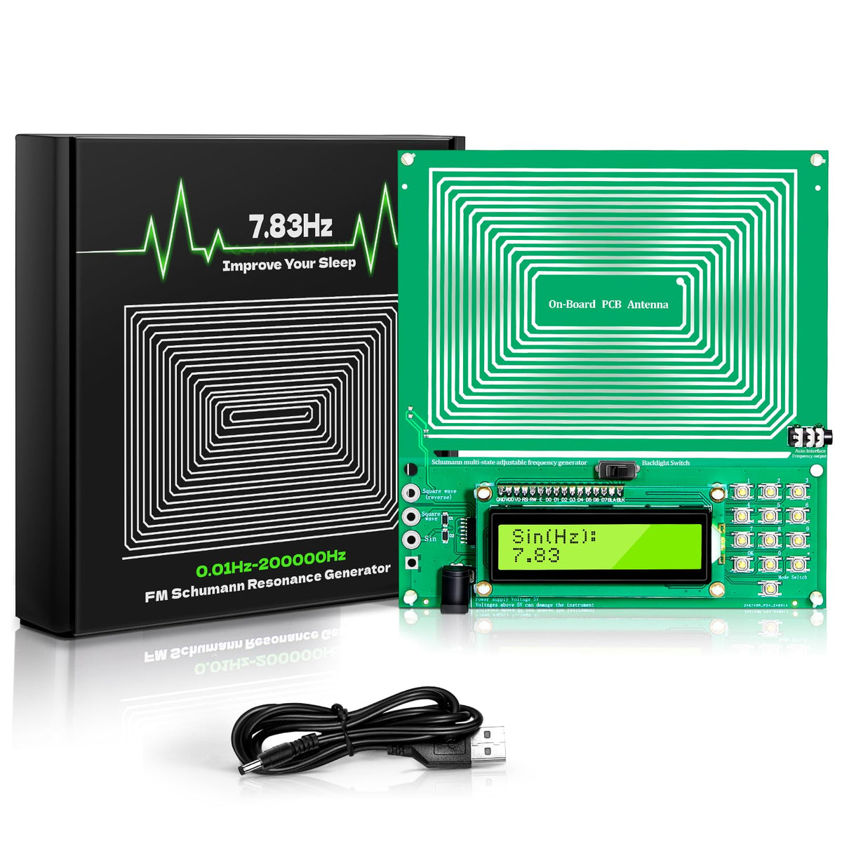 Twxire adjustable Schumann generator front view for precise frequency control at home.