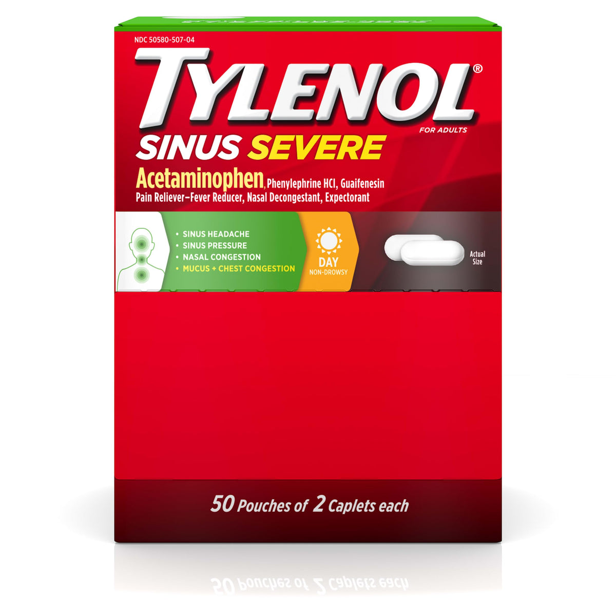 Tylenol Sinus Severe Daytime Caplets pack for travel relief during everyday activities.