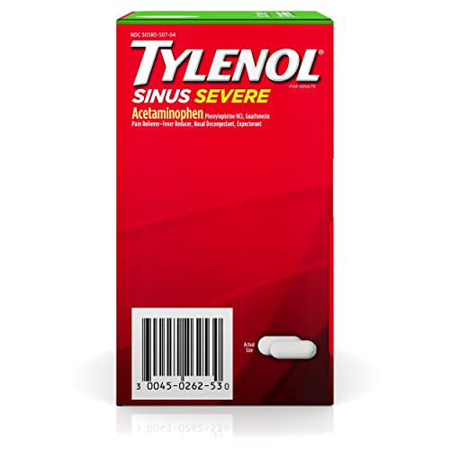 Tylenol Sinus Severe Daytime Caplets packaging emphasizing travel-friendly format.