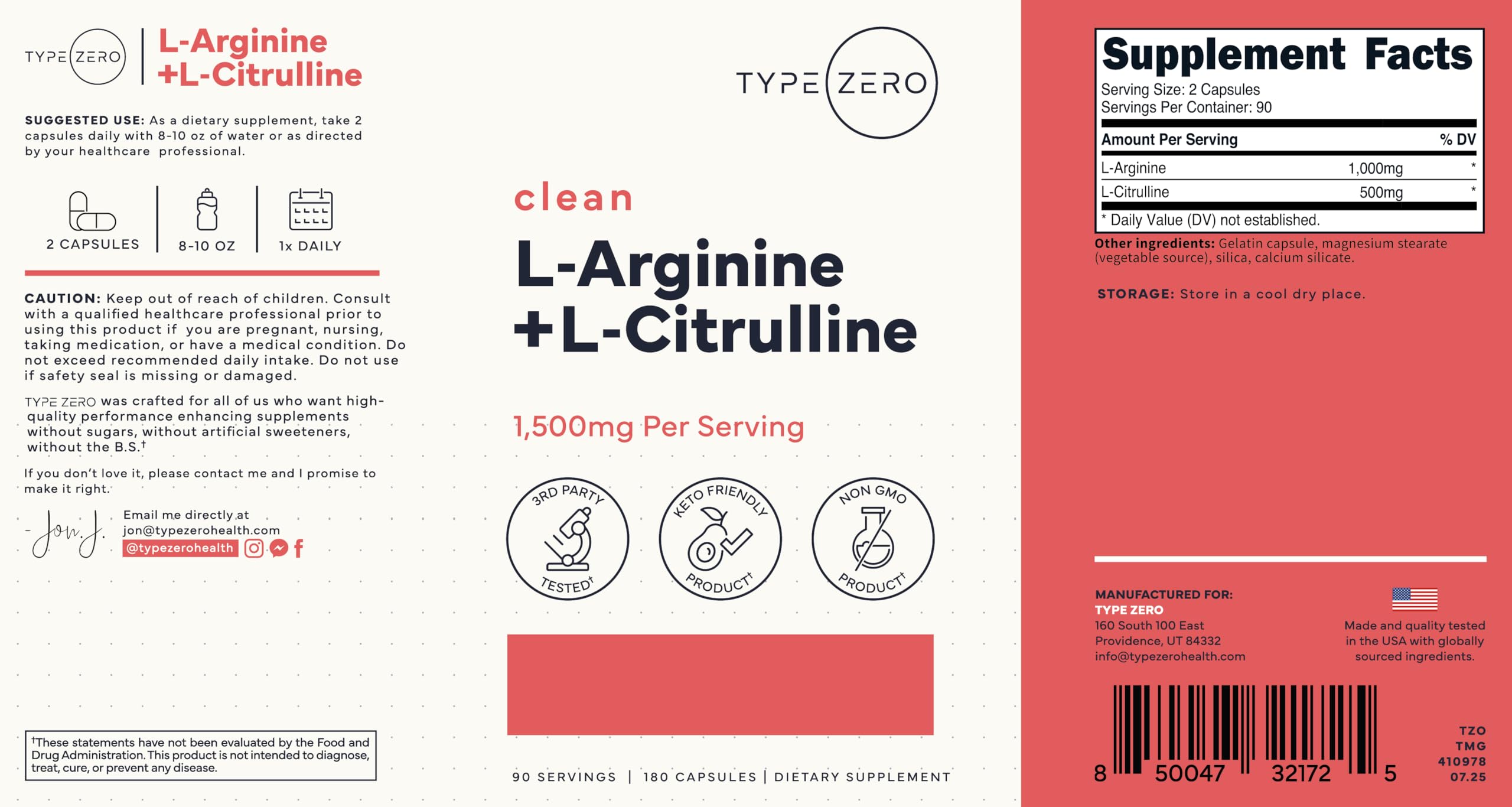 Packaging showing 180 capsules and 90 servings