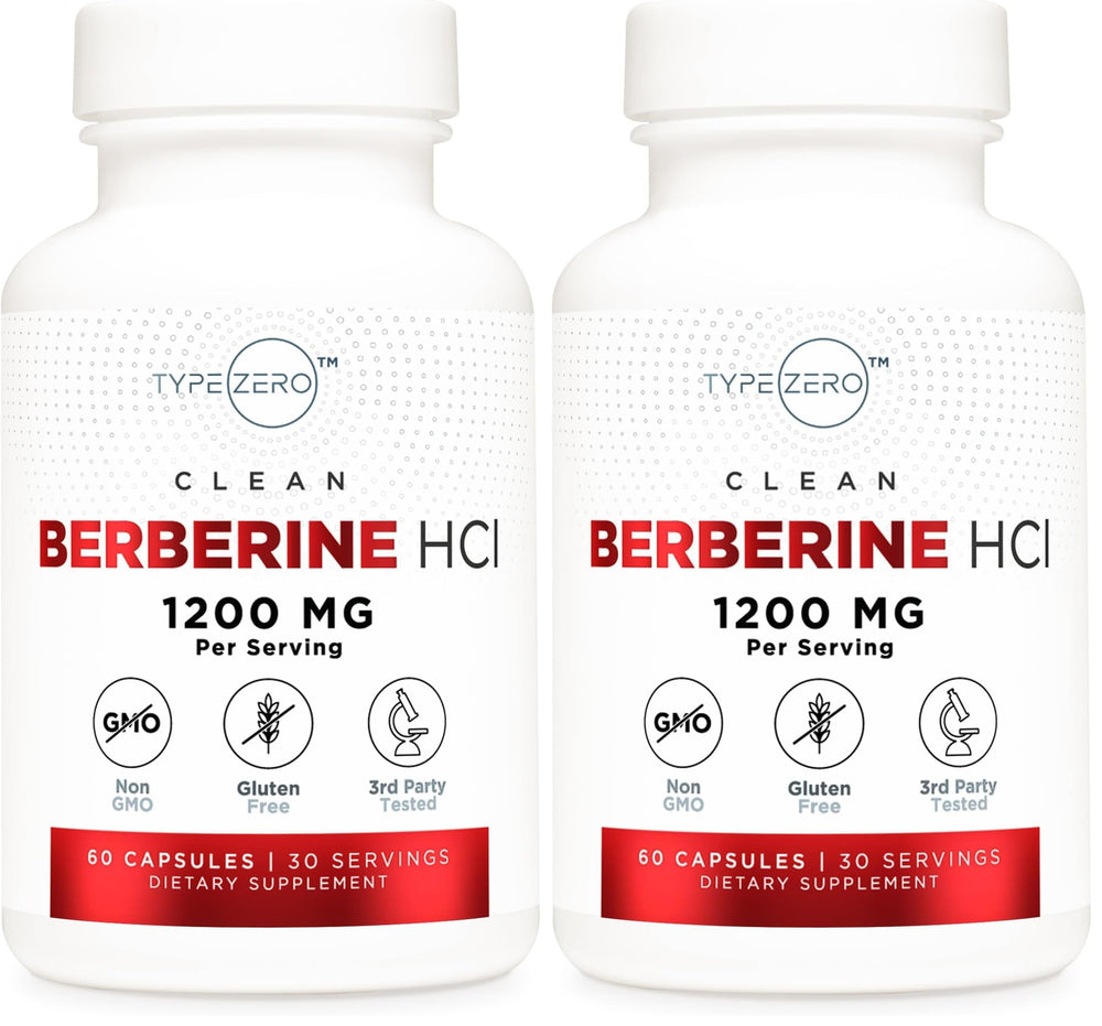 Type Zero Berberine HCL 1200mg bottle – 60 capsules, Pack of 2