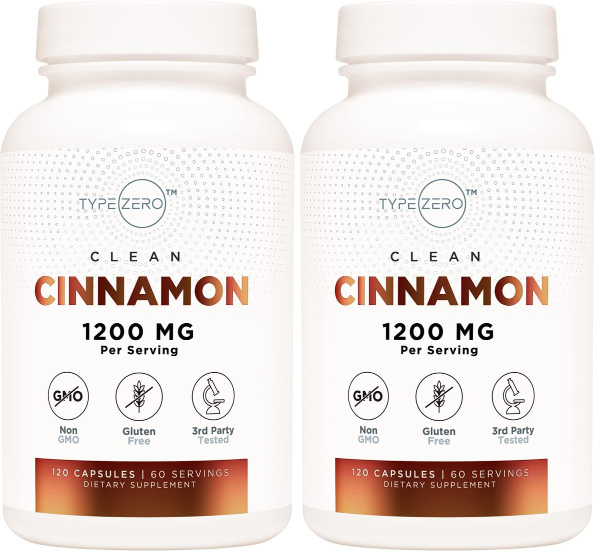 Type Zero Ceylon Cinnamon capsules bottle, 1200mg, 120-count, pack of 2