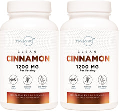 Type Zero Ceylon Cinnamon capsules bottle, 1200mg, 120-count, pack of 2