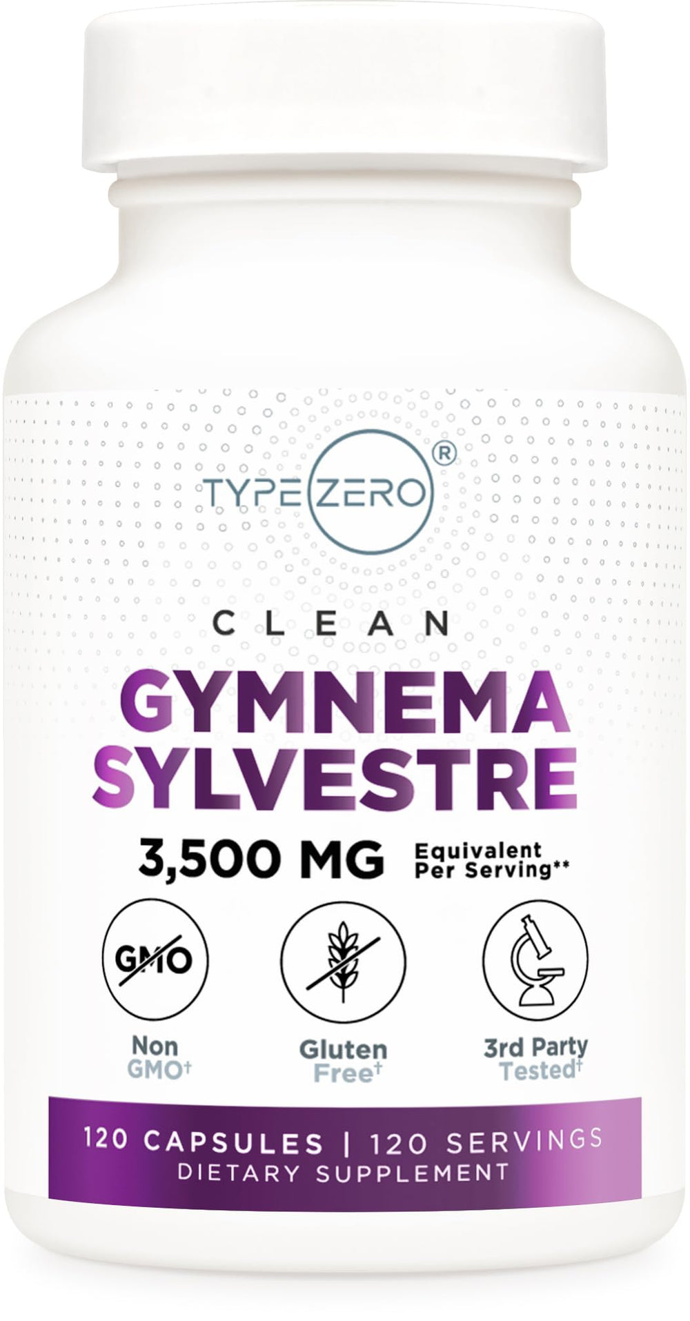 Type Zero Clean Gymnema Sylvestre capsules bottle – 120 count