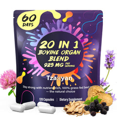 tzaxyan beef organ supplement bottle showing hormone balance ingredients