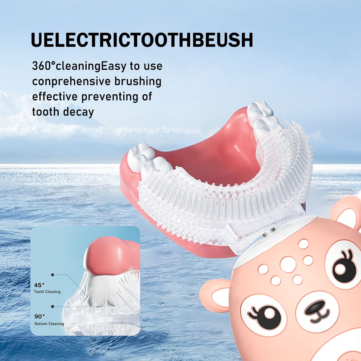 Soft silicone U-shaped toothbrush head for children