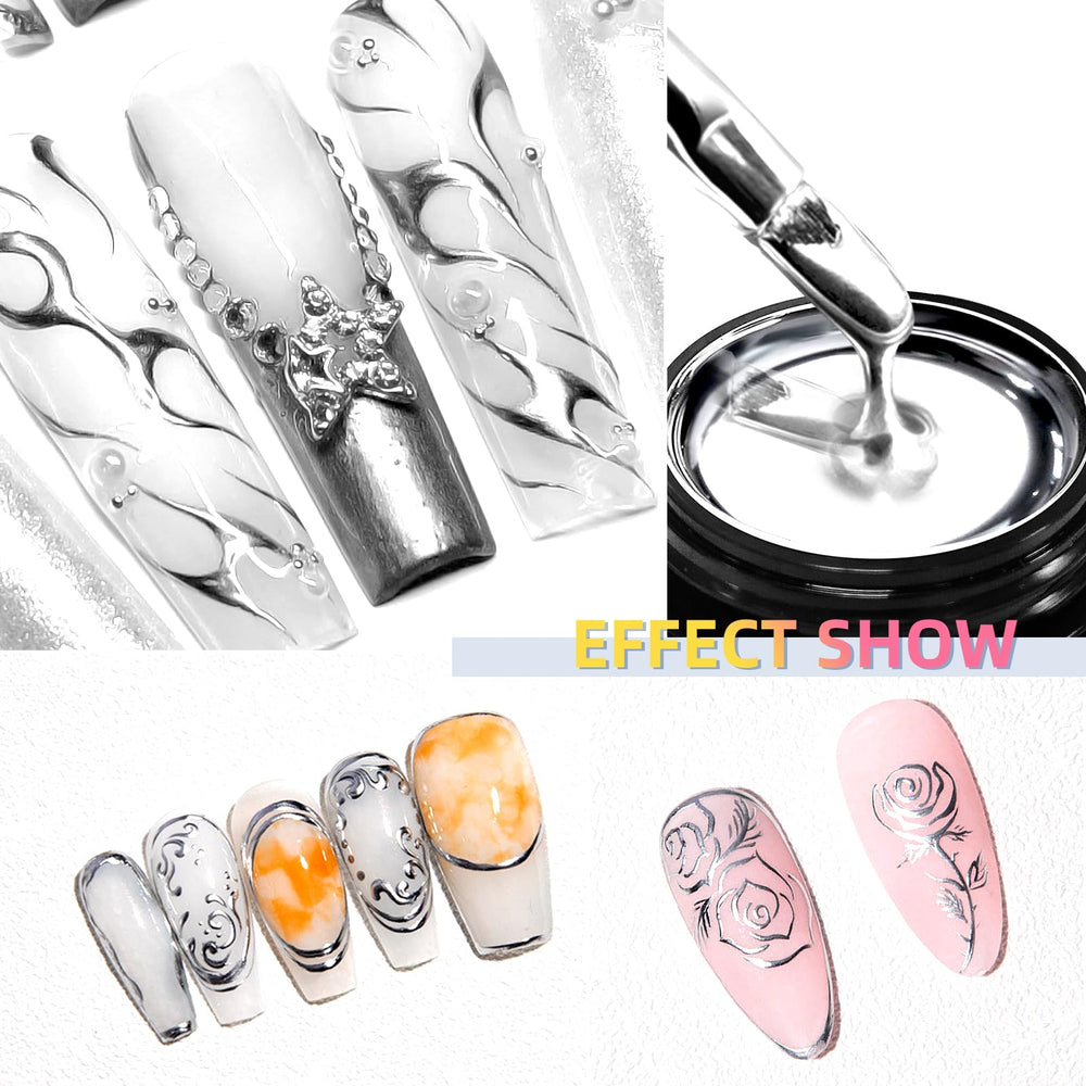 U-Shinein nail artist applying gel with a fine brush for precision lines