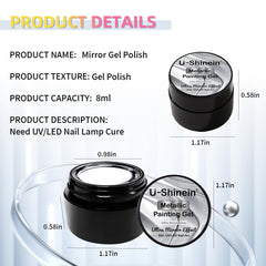 U-Shinein salon-ready look with low-odor metallic gel on nails