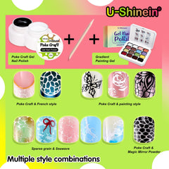 U-Shinein flower wave design for unique handmade looking nails