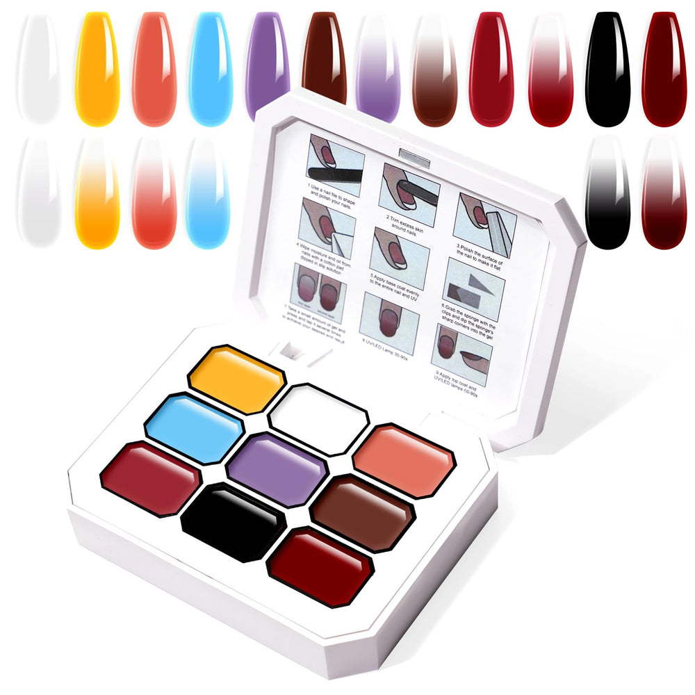 U-Shinein Gradient Painting Gel 9-color palette for limitless ombre designs