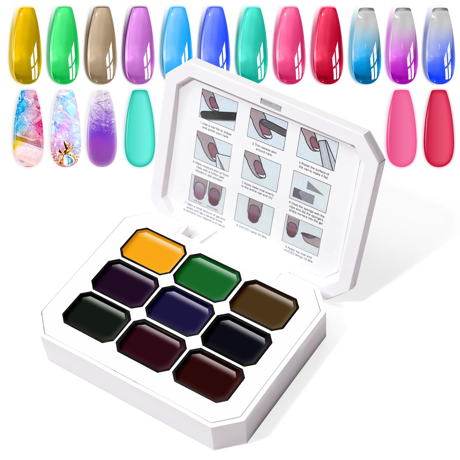 U-Shinein gradient painting gel palette swatches for rich, seamless ombre at-home nail art