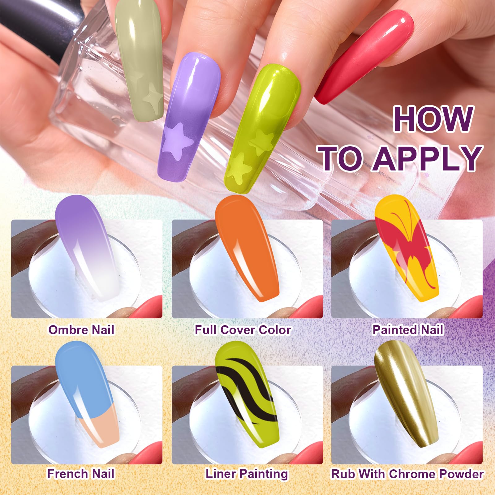 U-Shinein highly malleable gels suitable for gradients, stamping, and chrome effects.
