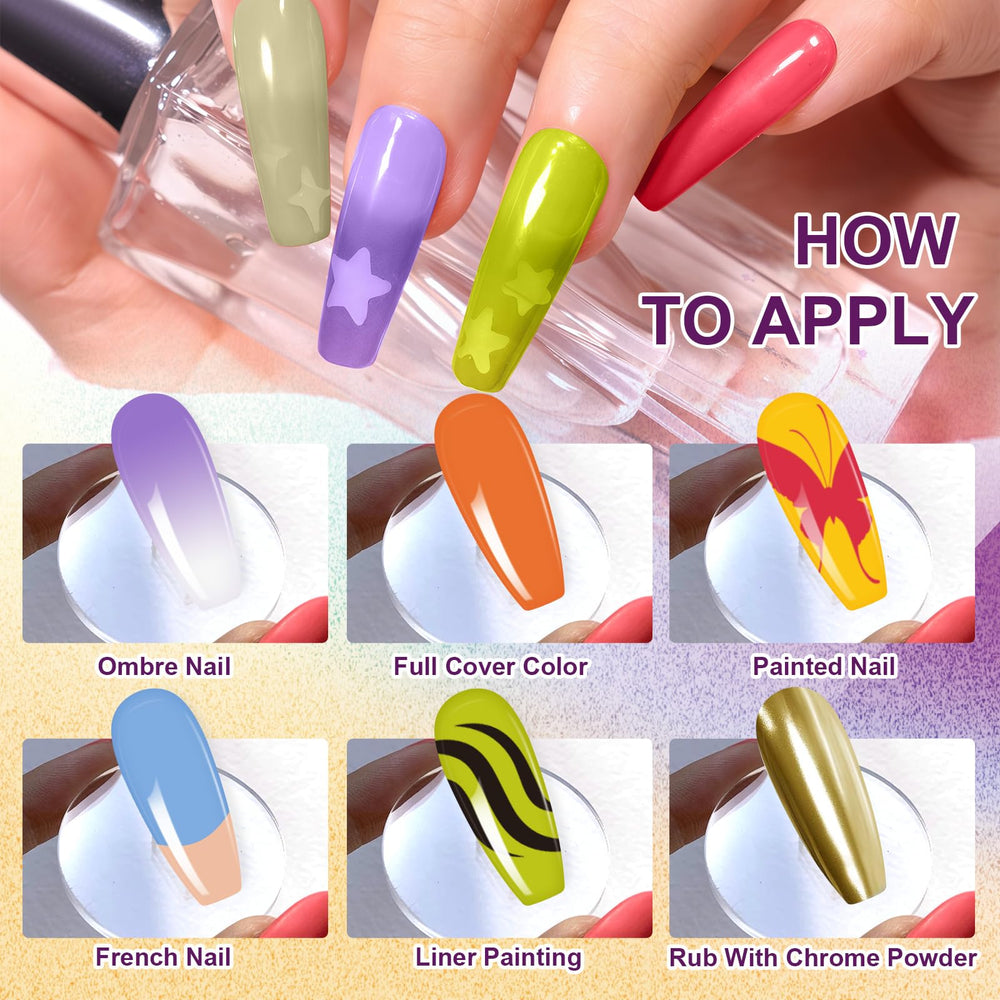 U-Shinein highly malleable gels suitable for gradients, stamping, and chrome effects.