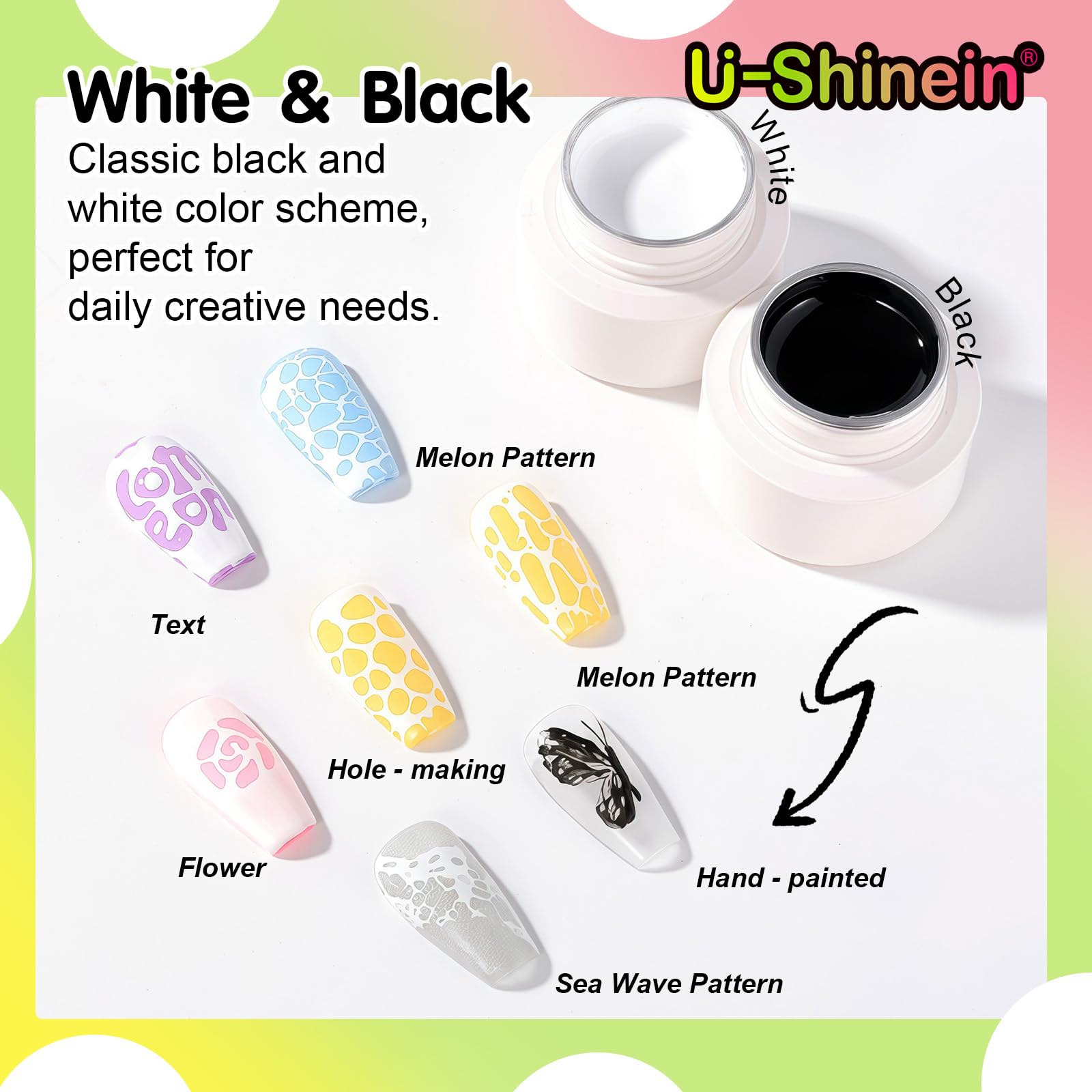 U-Shinein lace painting net pattern design for delicate manicure details