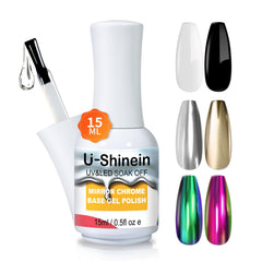 U-Shinein mirror base coat bottle delivers long-lasting chrome shine.