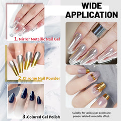 U-Shinein mirror nail finish swatch highlights high-gloss effect.