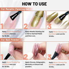 U-Shinein multi-use base coat setup for various nail powders.