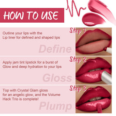 U-Shinein Pink Lip Kit lip gloss shines on lips.
