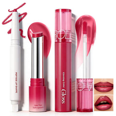U-Shinein Pink Lip Kit packaging close-up shows compact three-piece set.