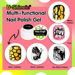 U-Shinein poke gel nail art on nail demonstrates hole poking effect