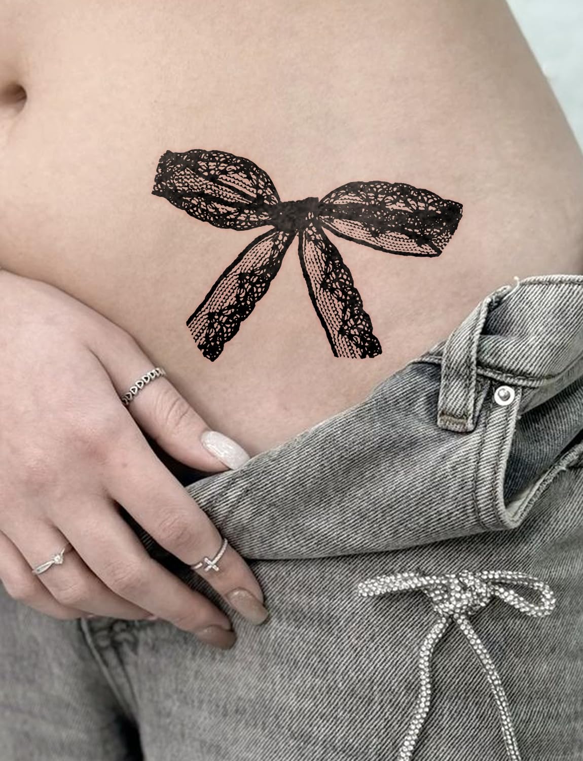 UBICA lace-bow pattern tattoo on skin for delicate decoration