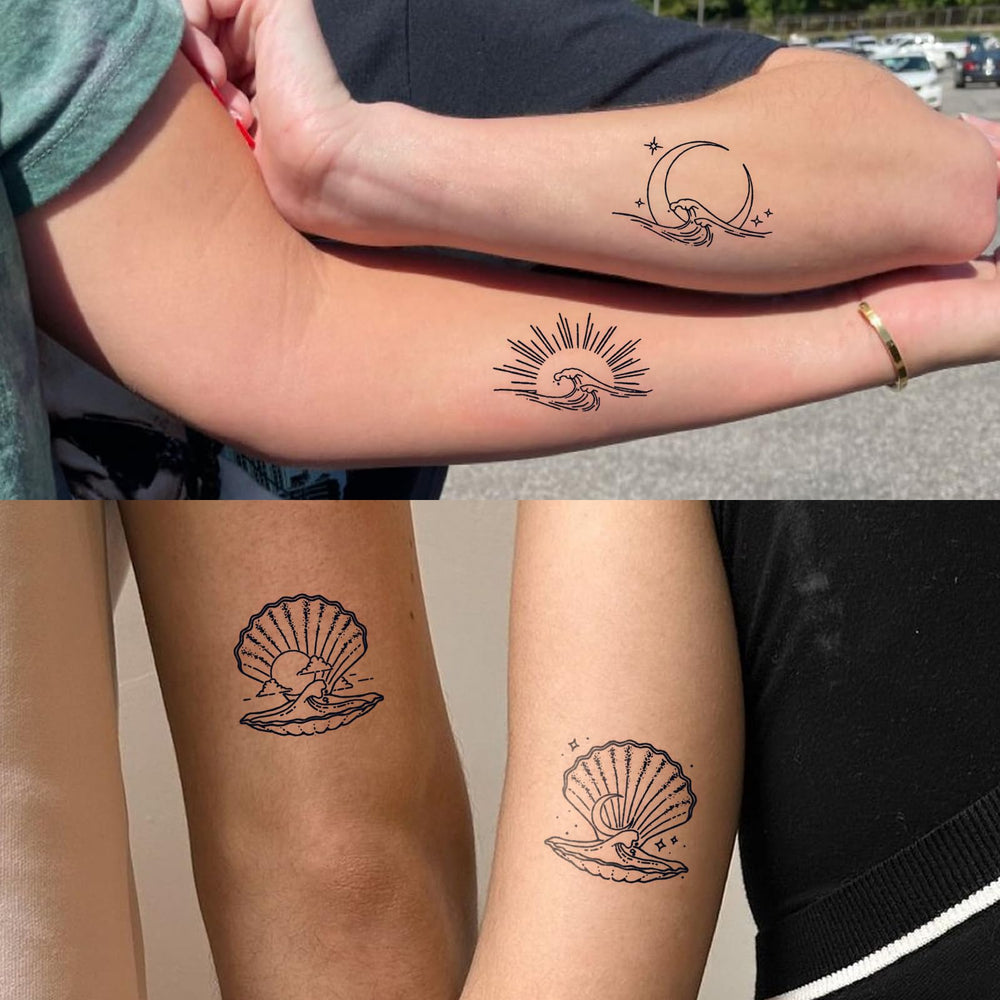 UBICA moon sun wave shell tattoo with celestial and ocean vibes